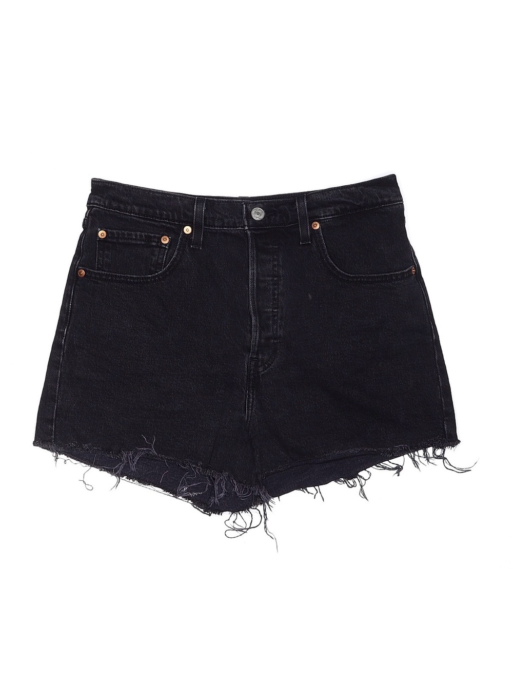 Levi’s Black High-Rise Frayed Hem Denim Shorts